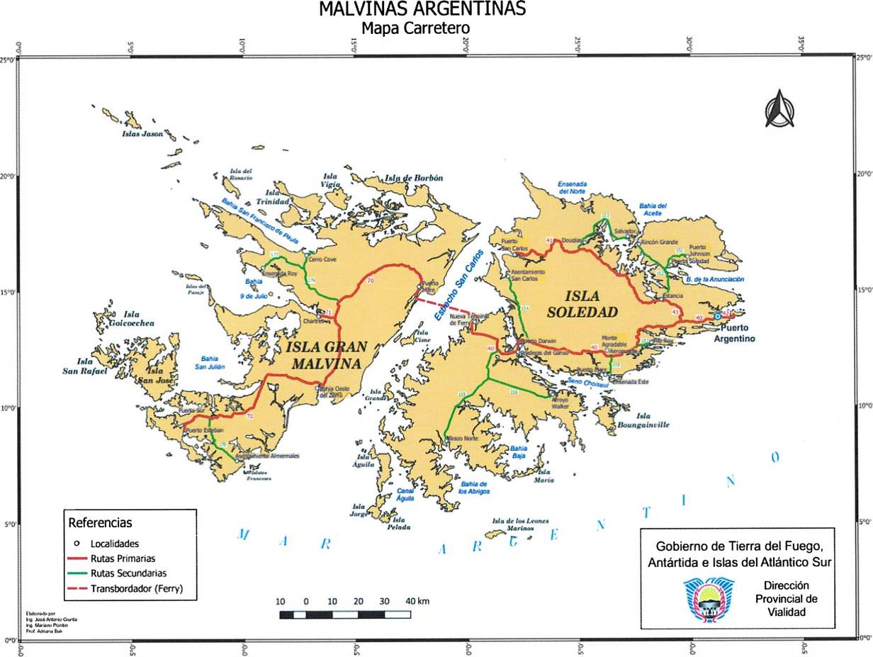 Anexo II - Mapa carretero de las Malvinas