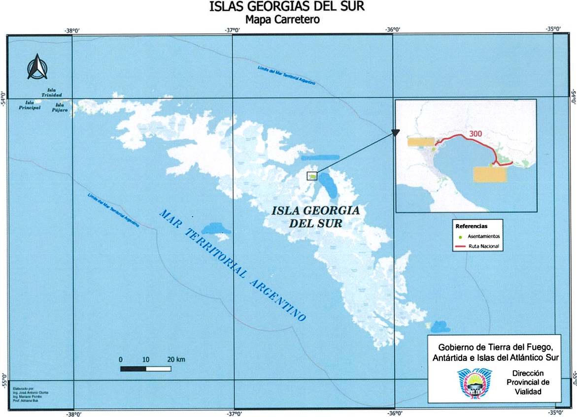 Anexo II - Mapa carretero de la isla San Pedro (Georgias del Sur)