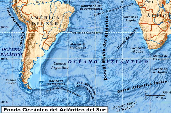Fondo oceánico del Atlántico Sur