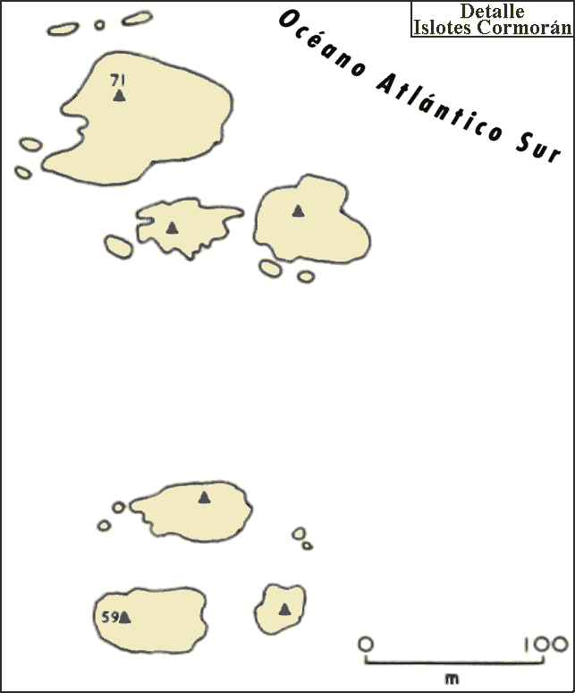 Archipiélago de las Georgias del Sur: Mapa de las rocas Cormorán, del grupo de islotes Aurora