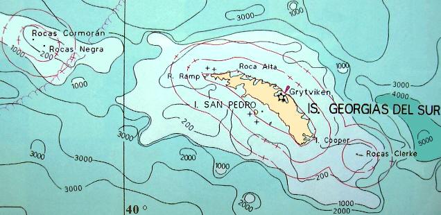 Mapa del archipiélago de las Georgias del Sur (Is. Aurora, San Pedro y Clerke)