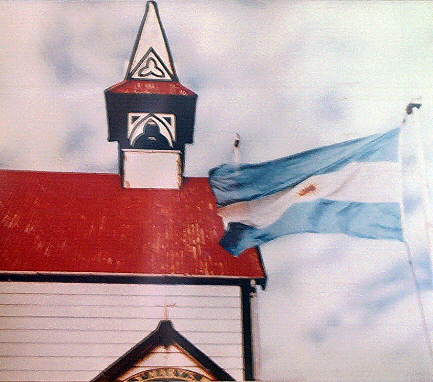 Foto de la Iglesia Católica de Puerto Argentino - Fuente: Museo Naval de la Nación